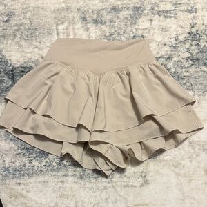 Aerie Cream Layered Ruffle Shorts
